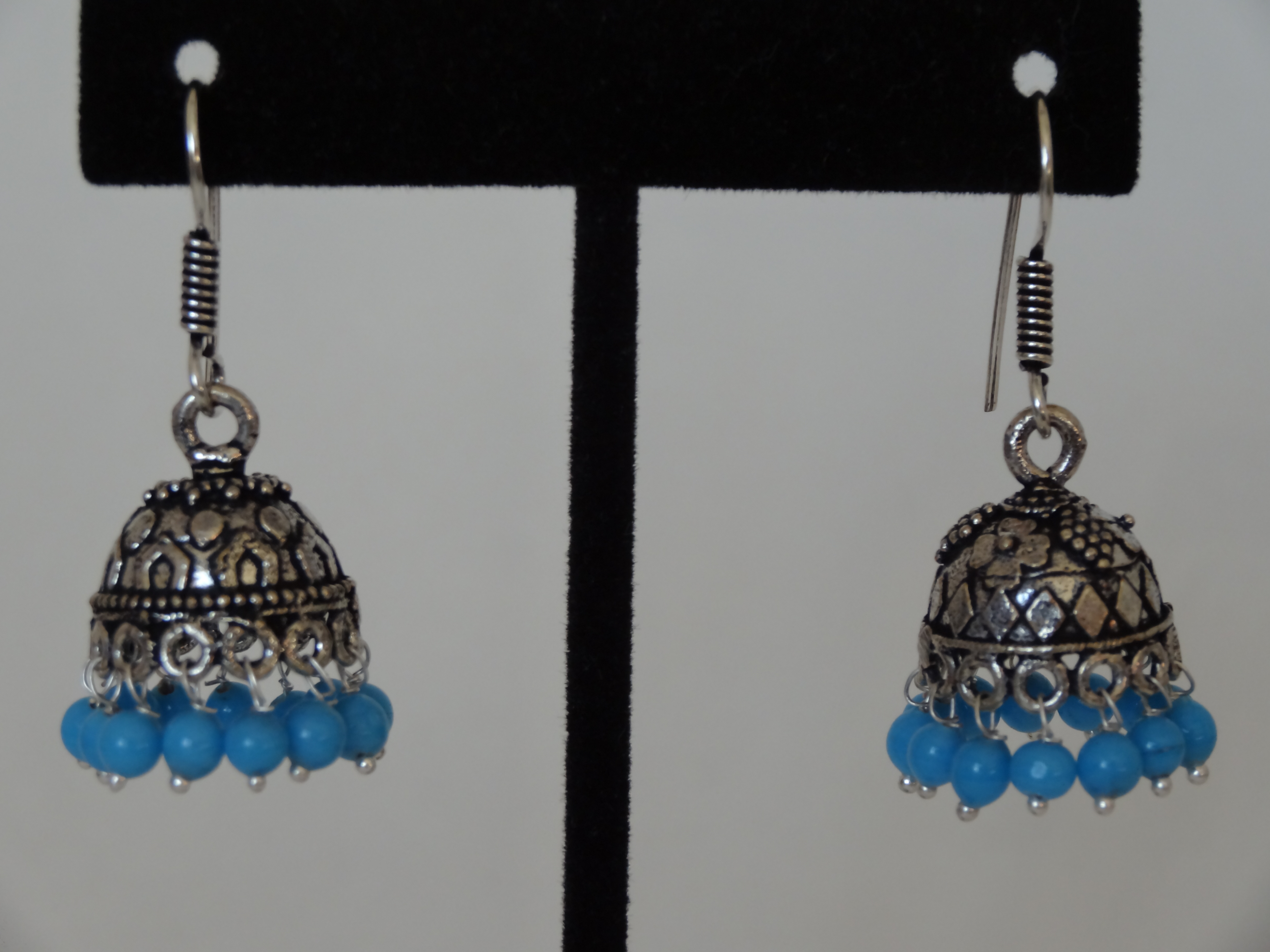 Light Blue Bead Jhumka Earrings - Jewelberry Shack